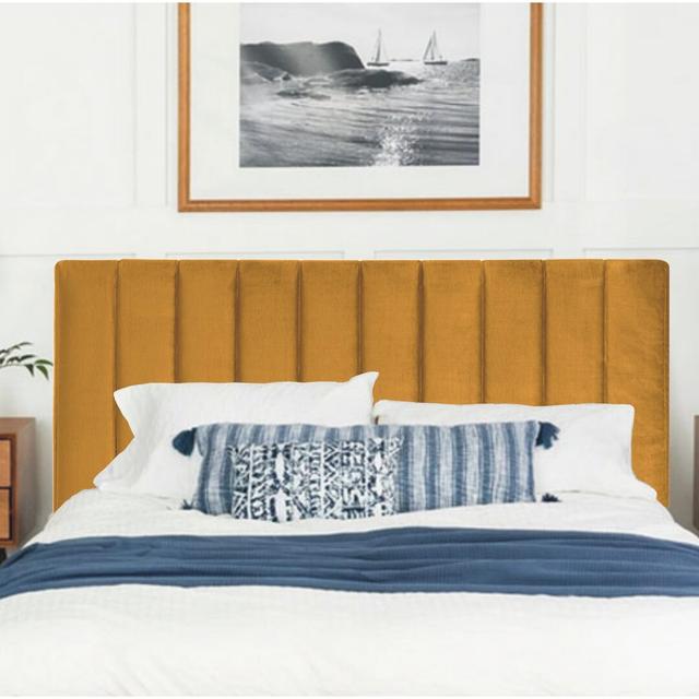 Irina Upholstered Headboard Fairmont Park Size: Small Double (4'), Colour: Mustard on Productcaster.