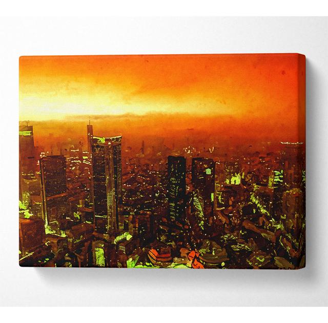 Orange Misty City - Wrapped Canvas Art Prints Latitude Run Size: 101.6cm H x 142.2cm W x 10cm D on Productcaster.