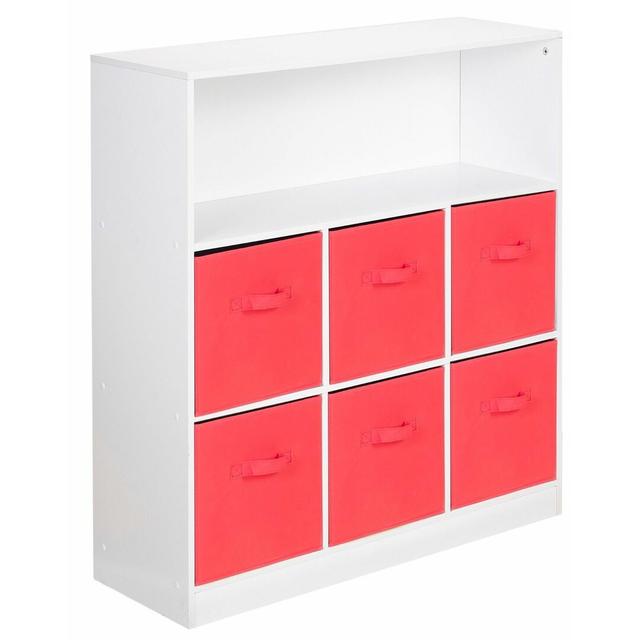 Alyssia Bookcase 17 Stories Colour: White/Red on Productcaster.