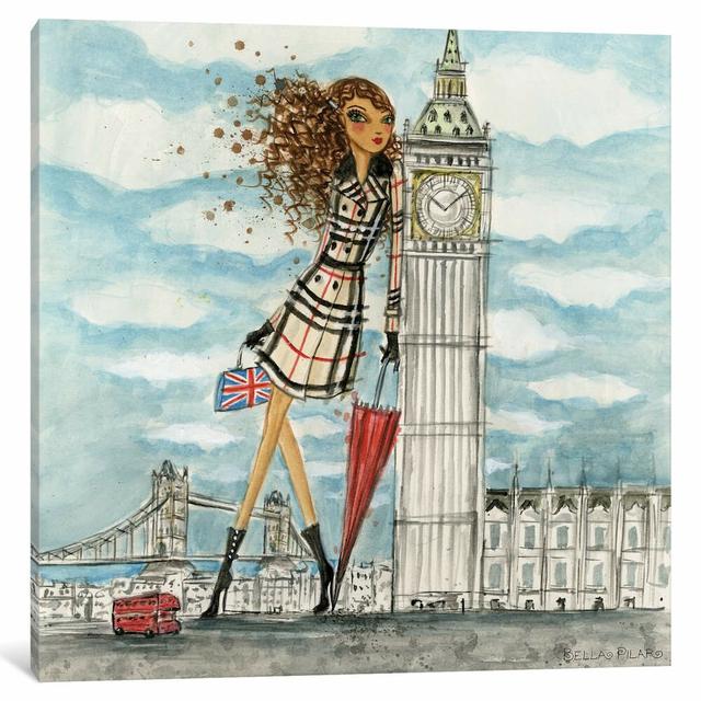 London by Bella Pilar - Painting on Canvas East Urban Home Size: 93.98cm H x 93.98cm W x 3.81cm D, Format: Wrapped Canvas on Productcaster.