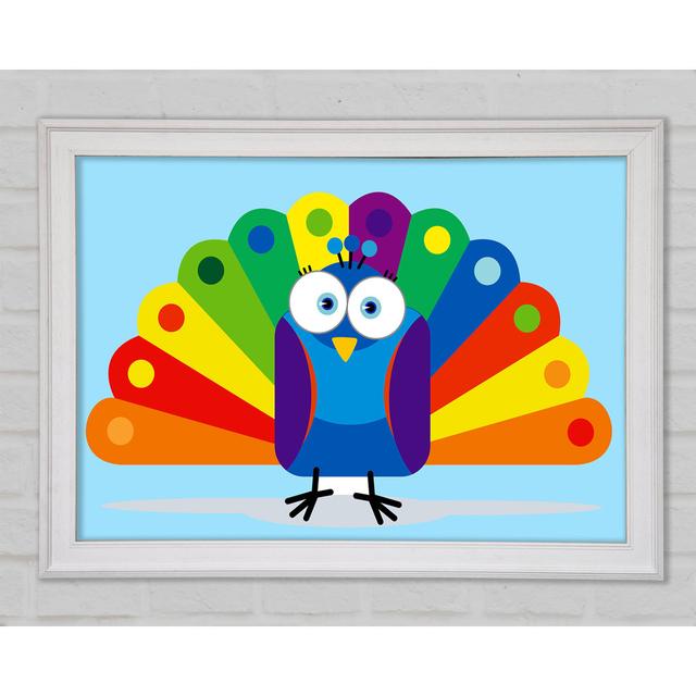 Little Peacock - Single Picture Frame Art Prints Brayden Studio Size: 84.1cm H x 118.9cm W x 1.5cm D, Colour: Blue on Productcaster.