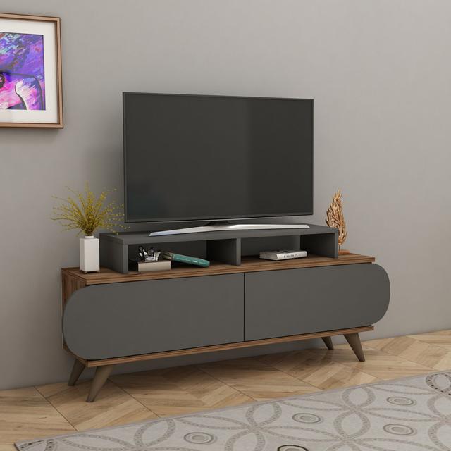 Diez TV Stand for TVs up to 40" George Oliver Colour: Dark Grey/Light Walnut on Productcaster.