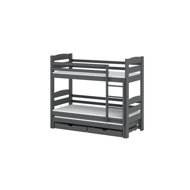 Ansgar 2 Drawer Solid Wood Standard Bunk Bed with Trundle by Harriet Bee Harriet Bee Colour (Bed Frame): Graphite, Size: 90 x 190cm on Productcaster.