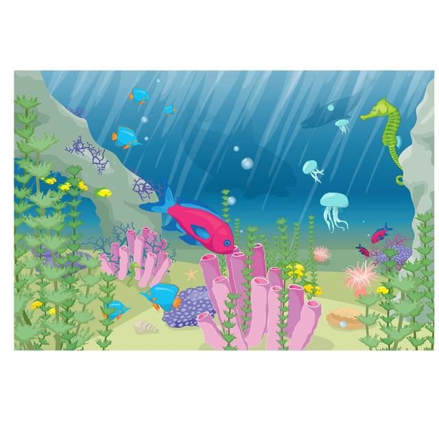 Underwater World Semi-Gloss Wallpaper Roll East Urban Home Size: 2.88m x 190cm, Material quality: Standard (110g/m²) on Productcaster.