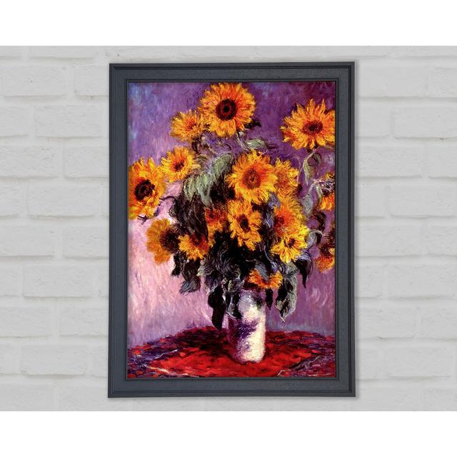 Gerahmtes Leinwandbild Monet Still Life Sunflowers Ophelia & Co. Größe: 42 cm H x 29,7 cm B x 1,5 cm T, Format: Poster mit grauem Rahmen on Productcaster.