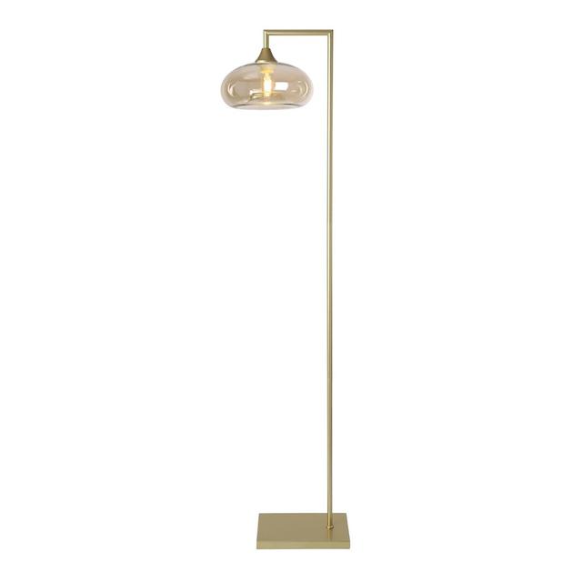 Aeva 155cm Reading Floor Lamp 17 Stories Shade Colour: Amber, Base Finish: Gold on Productcaster.