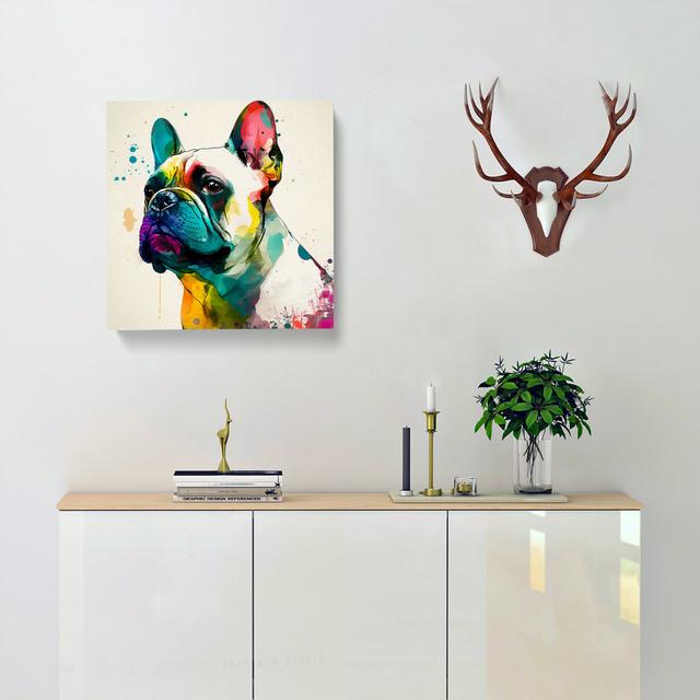 French Bulldog Abstract Art - Art Prints Marlow Home Co. Size: 35cm H x 35cm W x 3cm D on Productcaster.