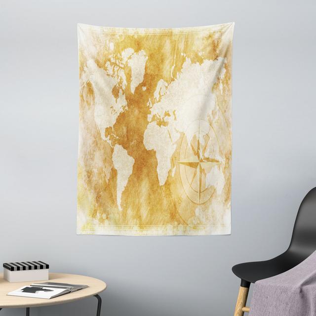 Tapestry, Old Fashioned World Map, Cream Tan East Urban Home Maße: 150 cm H x 110 cm B on Productcaster.