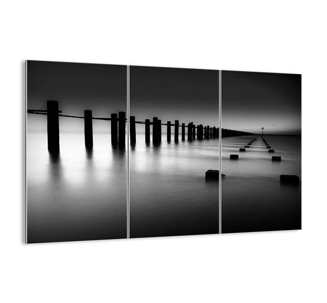 'Grey Gave in the Fog' - 3 Piece Unframed Photograph Print Set on Glass Ebern Designs Size: 70cm H x 105cm W x 1.8cm D on Productcaster.