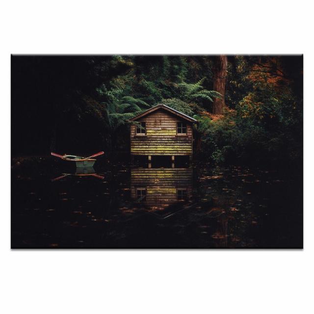 Boathouse by Joe Vittorio - Wrapped Canvas Print East Urban Home Size: 51 cm H x 76 cm W on Productcaster.