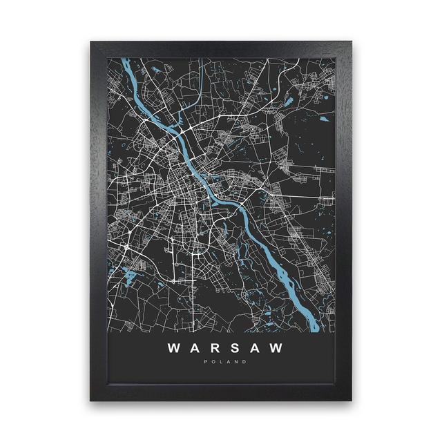 Warsaw - Graphic Art Print on Canvas Borough Wharf Format: Black Paper, Size: 34cm H x 25cm W x 3cm D on Productcaster.