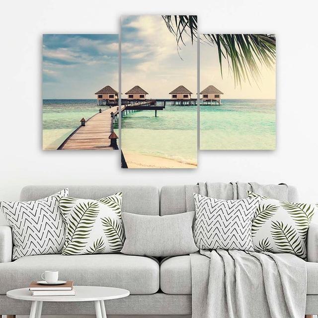 Cottages on Water - Tropics - 3 Piece Wrapped Canvas Photograph Print Set House of Hampton Size: 80cm H x 120cm W on Productcaster.