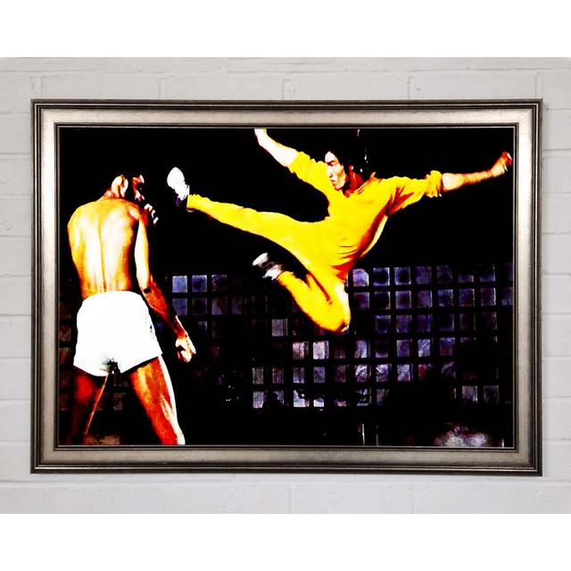 Bruce Lee Flying Kick - Single Picture Frame Art Prints Ophelia & Co. Size: 21cm H x 29.7cm W on Productcaster.