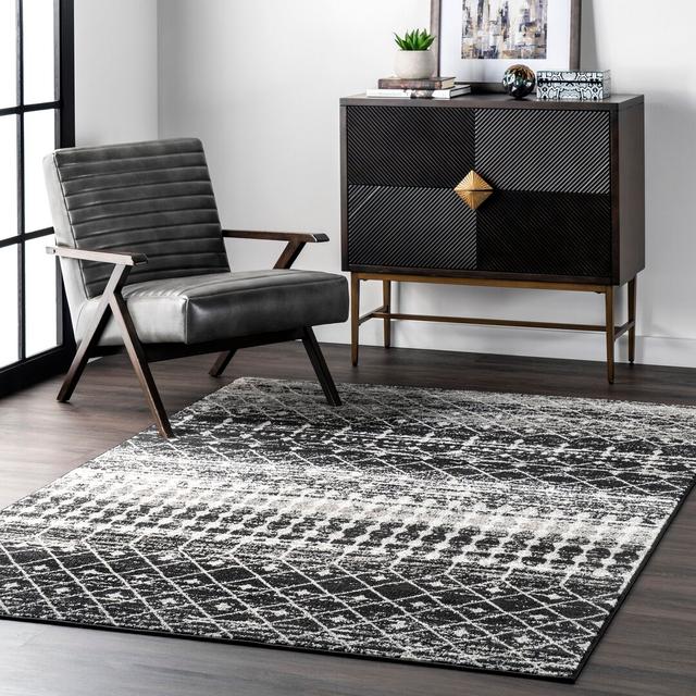 Amandine Black/Grey Rug Blue Elephant Rug Size: Round 183cm on Productcaster.