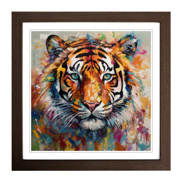 Tiger Abstract Expressionism - Single Picture Frame Print on Wood Latitude Vive Format: Walnut on Productcaster.