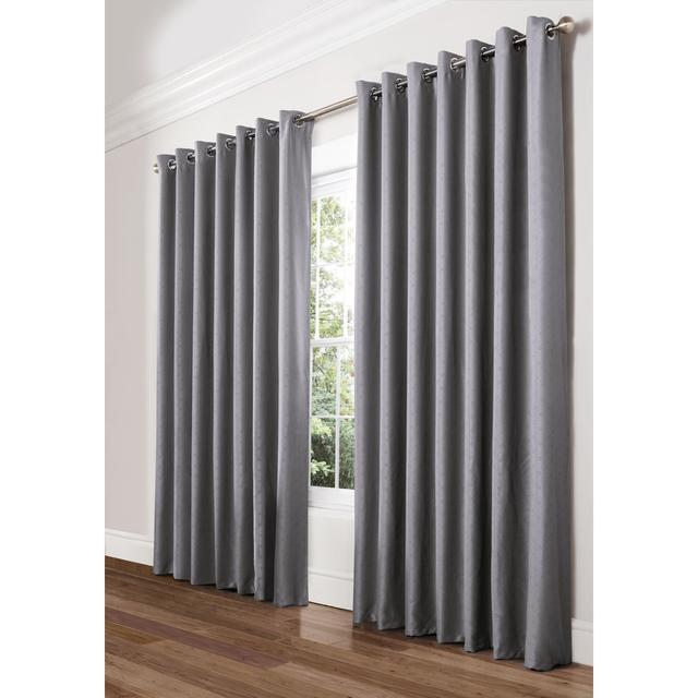 Yeldell Bertram Eyelet Room Darkening Thermal Curtains (Set of 2) Wade Logan Panel Size: 117 W x 183 D cm, Colour: Silver on Productcaster.