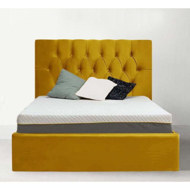 Azaliya Upholstered Bed Canora Grey Colour: Turmeric, Size: Single (3') on Productcaster.