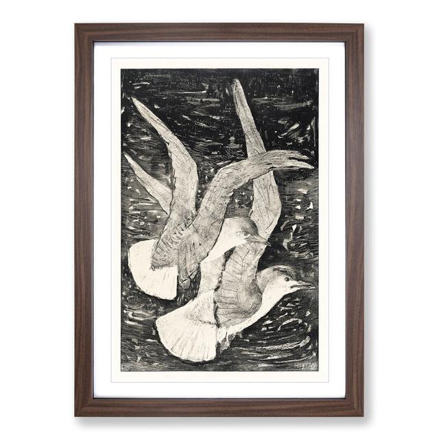 Two Flying Seagulls by Theo Van Hoytema - Picture Frame Painting East Urban Home Frame Option: Walnut Framed, Size: 48cm H x 36cm W x 2cm D on Productcaster.