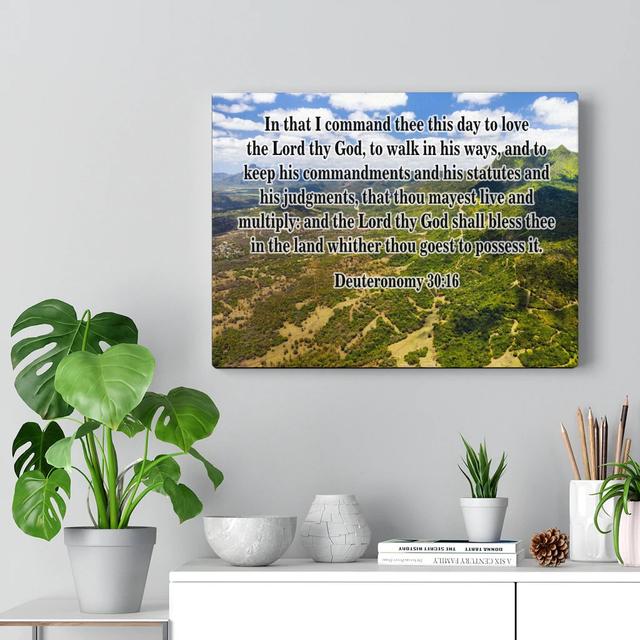 Lord Thy God Deuteronomy 30:16 - Wrapped Canvas Print Blue Elephant Size: 46cm H x 61cm W on Productcaster.