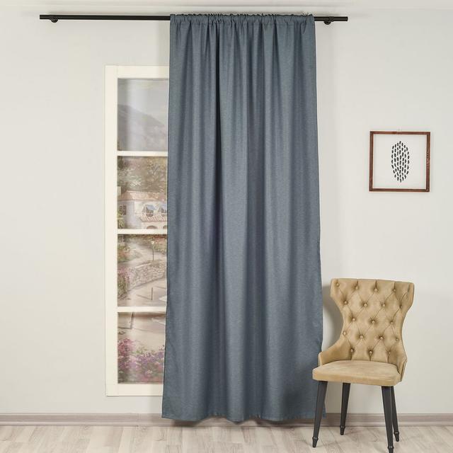 Extra Long & Extra Wide Faux Linen Decorative Curtain Single Panel Lilijan Home & Curtain Curtain Colour: Blue, Panel Size: 140cm Width x 245cm Drop on Productcaster.