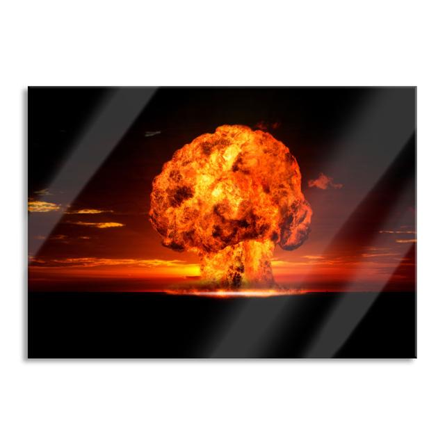 Dangerous Atomic Mushroom Cloud - Unframed Photograph on Glass Ivy Bronx Size: 60cm H x 80cm W x 0.4cm D on Productcaster.