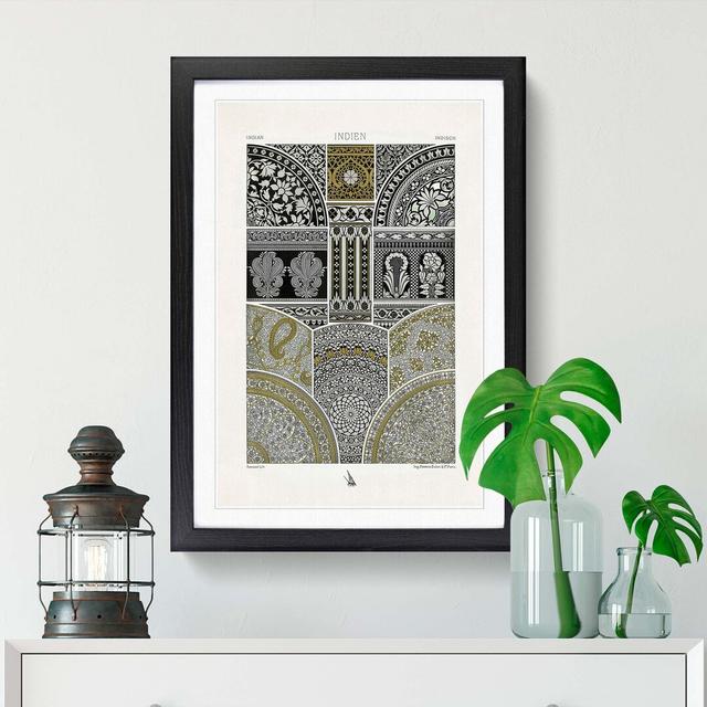 Indian Pattern by Albert Racinet - Picture Frame Painting Print East Urban Home Size: 76cm H x 50cm W x 2cm D, Frame Option: Black on Productcaster.