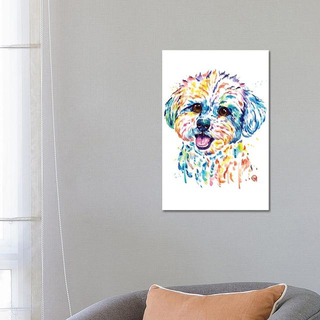 Bichon by Lisa Whitehouse - Wrapped Canvas Painting ClassicLiving Size: 66.04cm H x 45.72cm W x 1.91cm D on Productcaster.