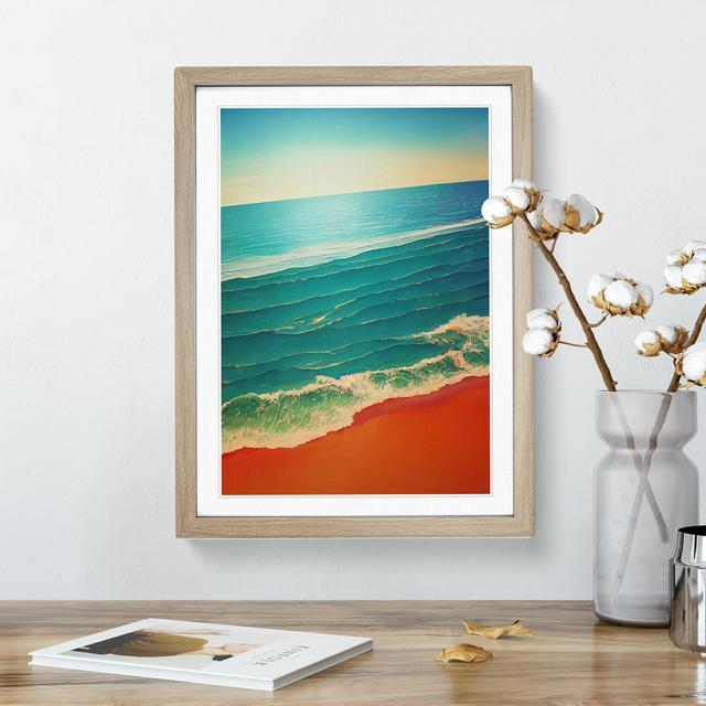 Beach Horizon House of Hampton Size: 64cm H x 46cm W x 2cm D, Frame Colour: Oak Framed on Productcaster.