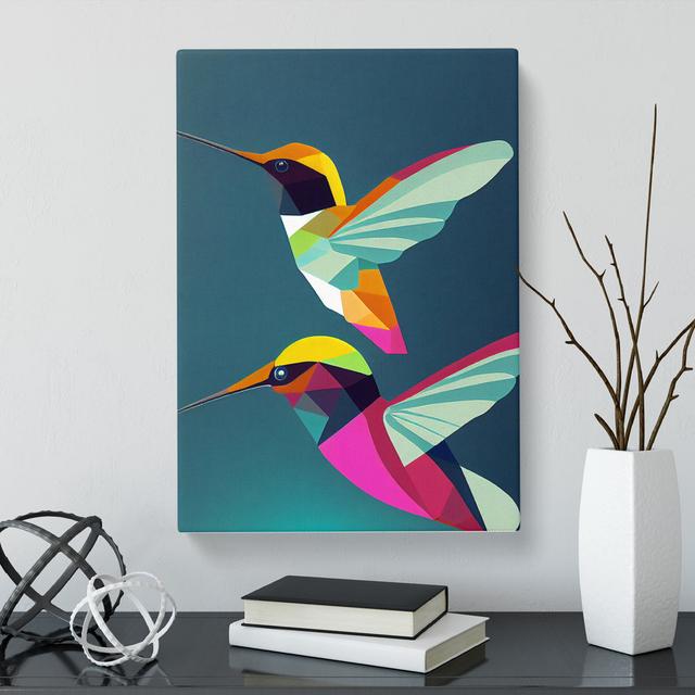 Selevae Hummingbird Geometric - Wrapped Canvas Graphic Art Marlow Home Co. Size: 60cm H x 40cm W x 3cm D on Productcaster.