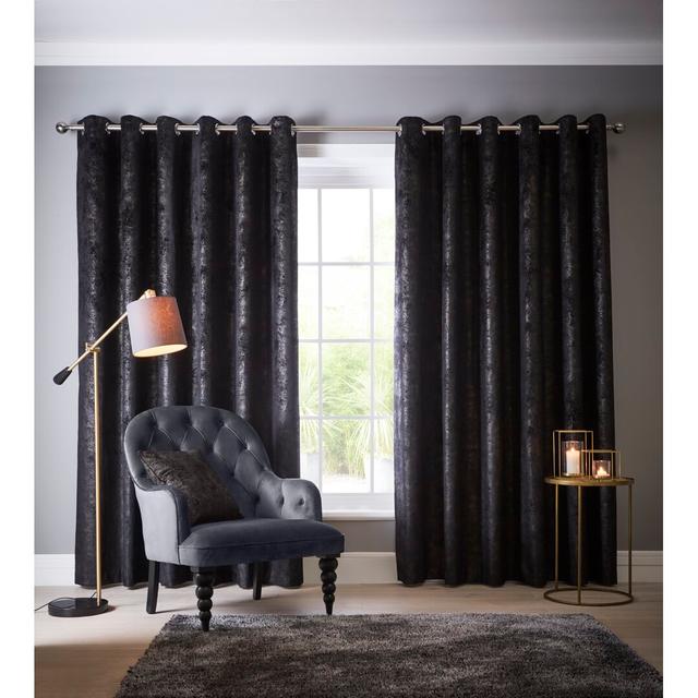 Stoumont Eyelet Room Darkening Curtains (Set of 2) Fairmont Park Colour: Ebony, Size per Panel: 168 W x 229 D cm on Productcaster.