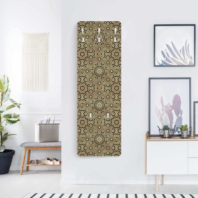 Oriental Pattern with Golden Stars Wall Mounted Coat Rack Symple Stuff on Productcaster.