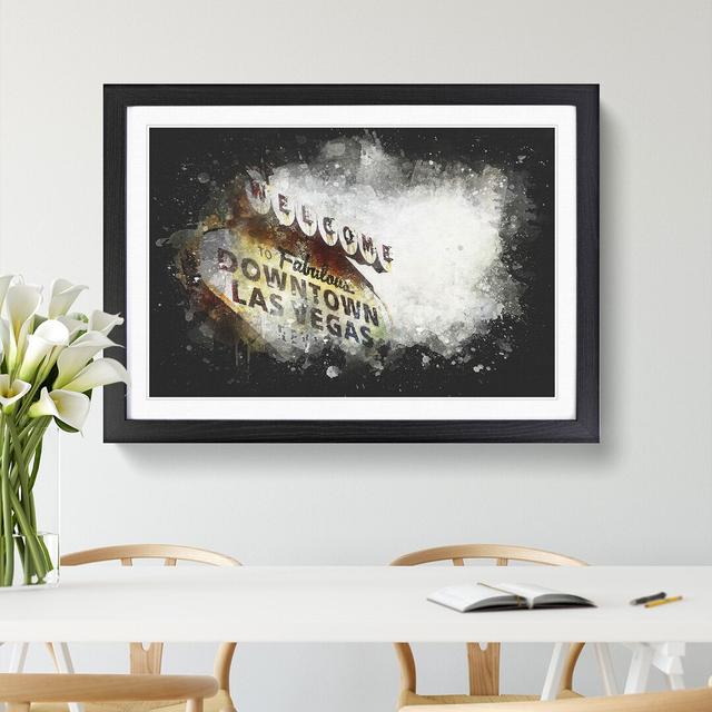 Downtown Las Vegas Sign Paint Splash - Picture Frame Graphic Art East Urban Home Frame Option: Black Framed, Size: 45cm H x 63cm W x 2cm D on Productcaster.