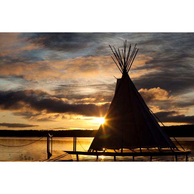 Teepee On A Sunset by Buzzanimation - Wrapped Canvas Print 17 Stories Size: 61cm H x 91cm W on Productcaster.