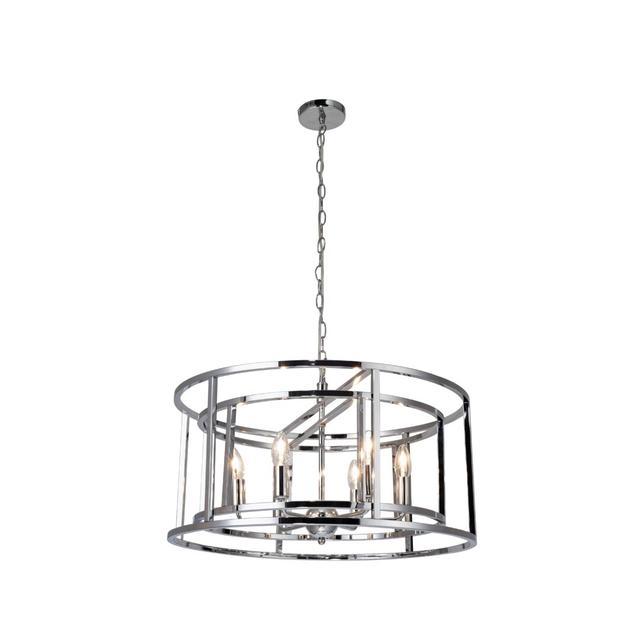 Stillmore 6 - Light Lantern Drum Pendant Fairmont Park Finish: Polished Chrome on Productcaster.