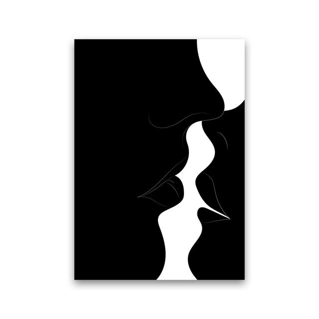 Just A Little Kiss Black - Print 17 Stories Frame Option: No Framed, Size: 29.7cm H x 21cm W x 1cm D on Productcaster.