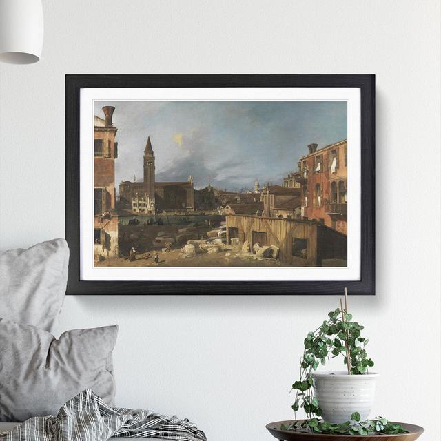 The Stonemasons Yard by Giovanni Canaletto - Picture Frame Painting East Urban Home Frame Option: Black Framed, Size: 36cm H x 48cm W x 2cm D on Productcaster.