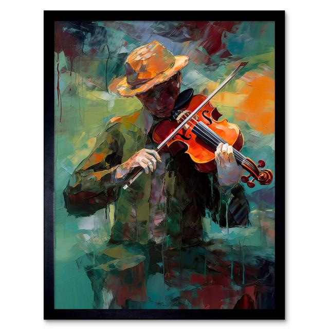 Kopstal Violinist With A Hat Playing Music On His Violin - Single Picture Frame Print Marlow Home Co. on Productcaster.