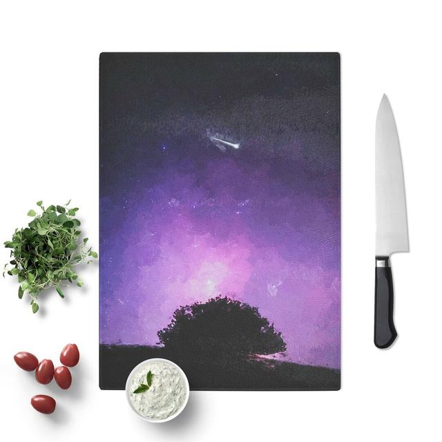 Tempered Glass Shooting Star Above the Tree Chopping Board East Urban Home Size: 20 cm W x 28.5 cm L on Productcaster.