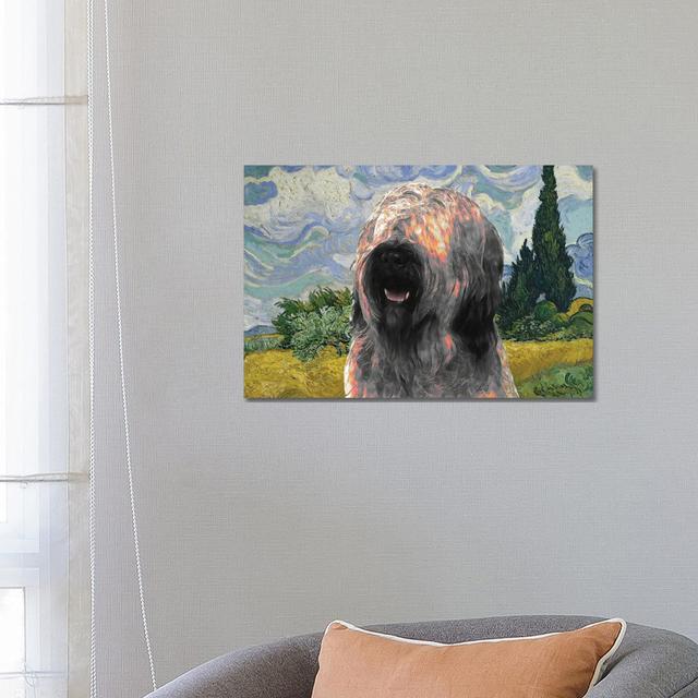 Briard Dog Wheat Field With Cypresses - Wrapped Canvas Art Prints - Wrapped Canvas Gallery-Wrapped Canvas Giclée ClassicLiving on Productcaster.