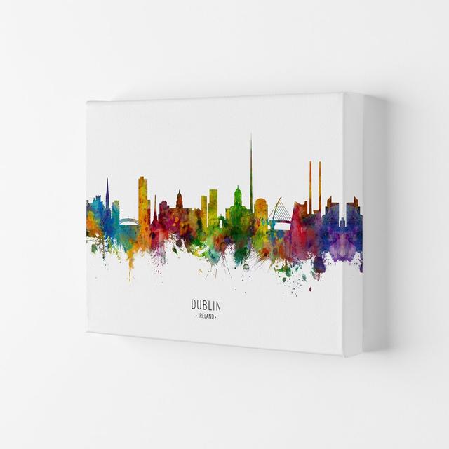 Dublin Ireland Skyline by Michael Tompsett - Graphic Art Ebern Designs Format: Wrapped Canvas, Size: 42cm H x 59.4cm W x 4cm D on Productcaster.