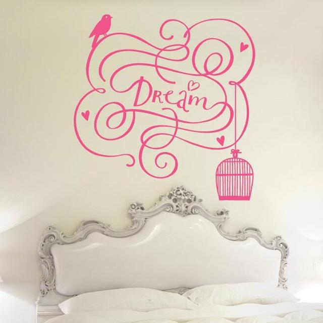 Dream With Bird Out Of Cage Wall Sticker Brambly Cottage Colour: Pink on Productcaster.