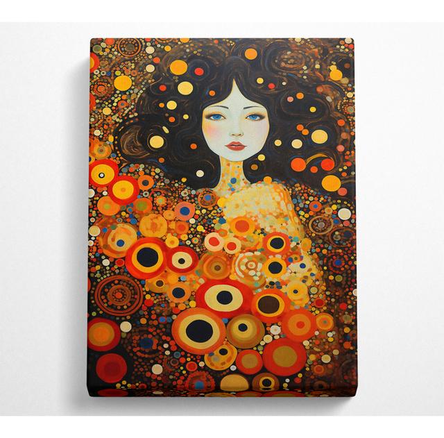 Klimt Orange Circles - Wrapped Canvas Art Prints Bright Star Size: 121.9cm H x 81cm W x 10cm D on Productcaster.