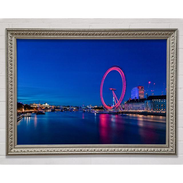 London Eye Pink Glow - Single Picture Frame Print Ebern Designs Size: 21cm H x 29.7cm W x 3cm D, Format: Silver Framed Paper on Productcaster.