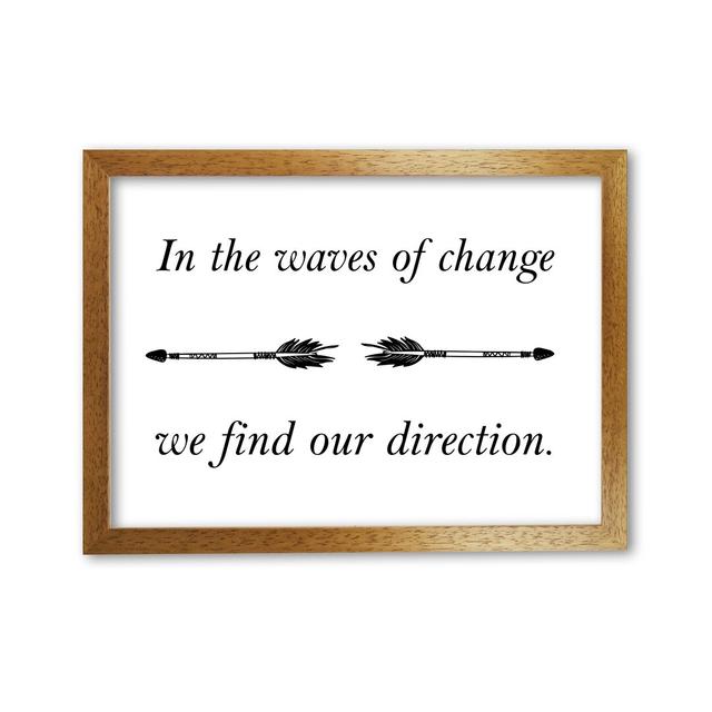 'In the Waves of Change, We Find Our Direction' Textual Art East Urban Home Format: Honey Oak Frame, Size: 60 cm H x 42 cm W x 5 cm D on Productcaster.