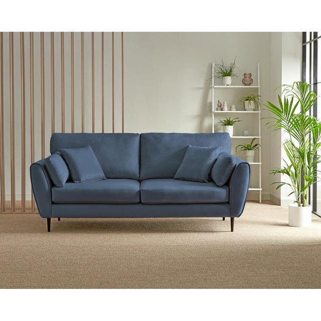 Abiy 3 Seater Sofa In Luxury Fabric With Cushions - Modern Living Room Brayden Studio Upholstery Colour: Navy Velvet on Productcaster.