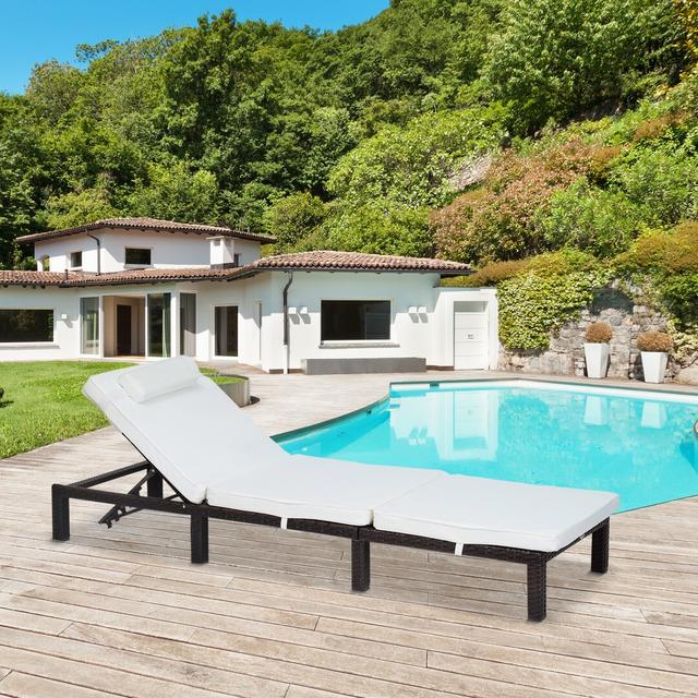 Vinson Reclining Sun Lounger with Cushion Dakota Fields Colour: Cream on Productcaster.