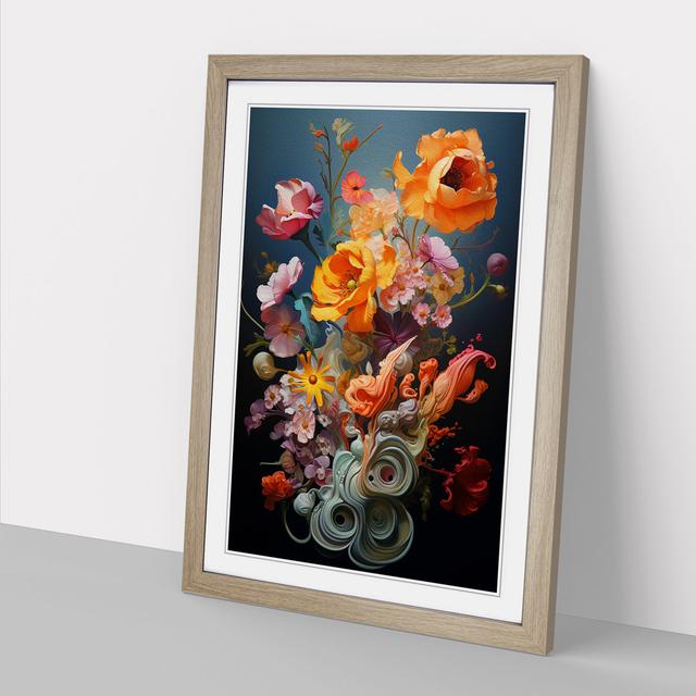 Floral Orphism Marlow Home Co. Format: Oak Framed, Size: 64cm H x 46cm W on Productcaster.