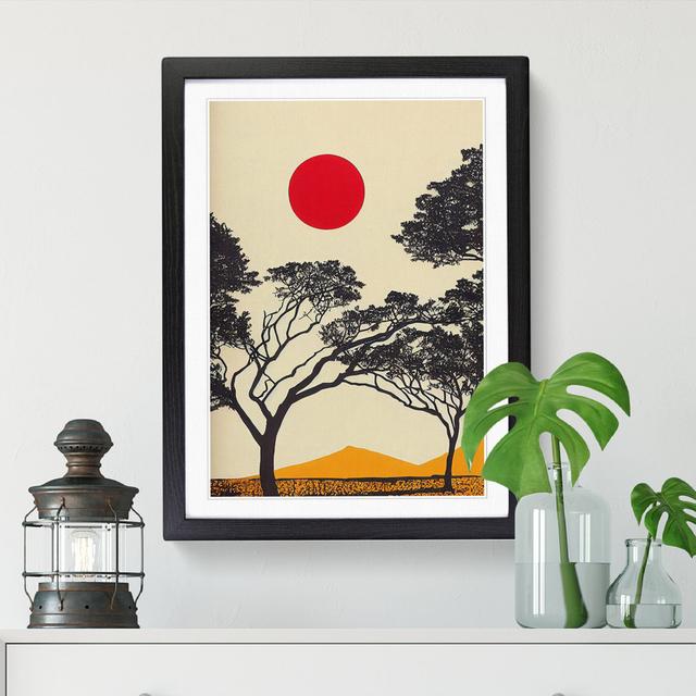 Sunset Tree Mid Century - Single Picture Frame Graphic Art Marlow Home Co. Size: 34cm H x 25cm W x 2cm D, Frame Option: Walnut on Productcaster.