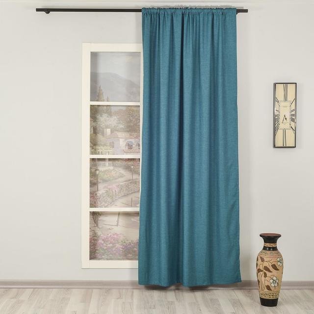 Extra Long & Extra Wide Faux Linen Decorative Curtain Single Panel Lilijan Home & Curtain Panel Size: Width 140 x Drop 475cm, Colour: Indigo Blue on Productcaster.