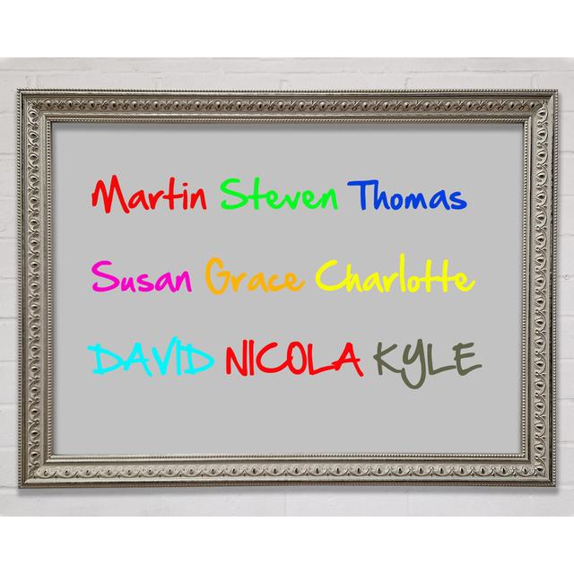 Your Name In A Choice Of Colours Framed Print Happy Larry Size: 21.1cm H x 29.7cm W, Colour: Grey on Productcaster.